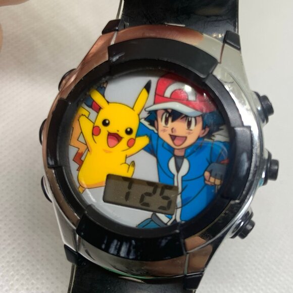 Pokémon kids flashing lights digital watch black tone 36mm round case running - Picture 3 of 6